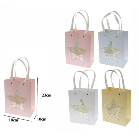 TRADE SHOP - Set 2 Pz Buste Borsa Da Regalo Con Stella 23 X 18 X 10cm 69938 Varie Colorazioni -