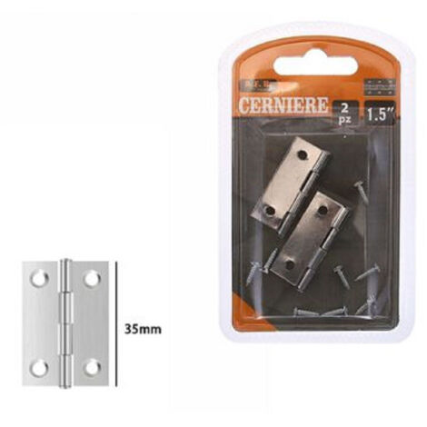 TRADE SHOP - Set 2 Pz Cerniere Per Porte Mobili Armadi Sportelli Ante 35 Mm Silver Viti 69031 -