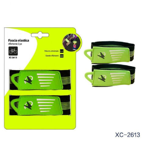 TRADE SHOP - Set 2 Pz Fascia Elastica Riflettente Bande Catarifrangenti Ciclismo Bici Xc-2613 -