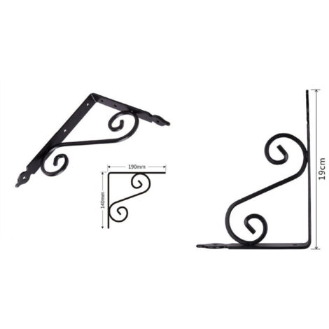 Trade Shop - Set 2 Pz Reggimensola Supporto Staffa Angoliere Fantasia 190x140 Mm Nera 91277 -