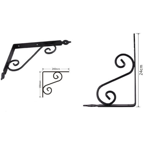 TRADE SHOP - Set 2 Pz Reggimensola Supporto Staffa Angoliere Fantasia 240x190 Mm Nera 91278 -