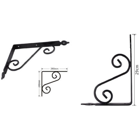 TRADE SHOP - Set 2 Pz Reggimensola Supporto Staffa Angoliere Fantasia 290x240cm Nera 91279 -