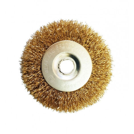 TRADE SHOP - Set 2 Pz. Spazzole In Acciaio 4'' Punte Per Trapano Da Smerigliatura Spazzole Circolare Filo Ottonato -