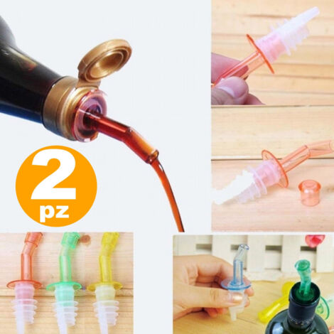 TRADE SHOP - Set 2 Pz. Tappo Dosatore Beccucci Bottiglia Ideale Per Olio Aceto Condimenti -