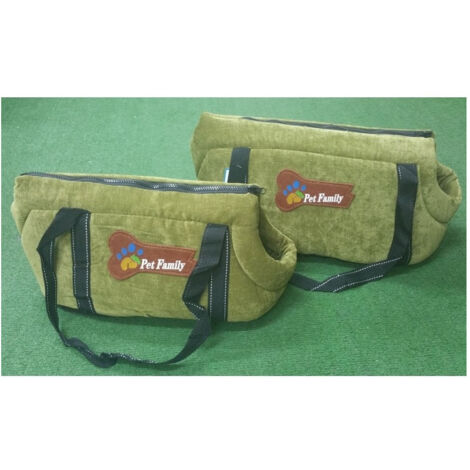Trade Shop - Set 2 Pz. Terciopelo Verde Bolsas De Viaje Perro Gato Portador Crecimiento S M 38x22x22 - 44x27x26 Familia De Mascotas -
