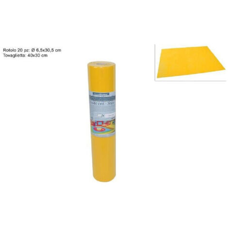 TRADE SHOP - Set 20 Pezzi Tovagliette Tovaglie A Strappo Runner Tnt Rullo 30 X 40 Cm Giallo -