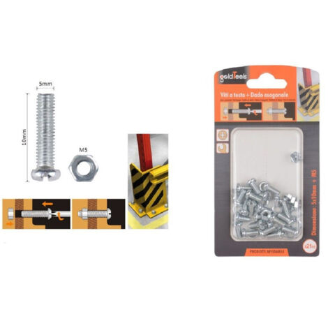 TRADE SHOP - Set 21 Pz Viti Vite Testa A Croce Tonda 5x10 Mm Con Dadi Dado Esagonale M5 90965 -