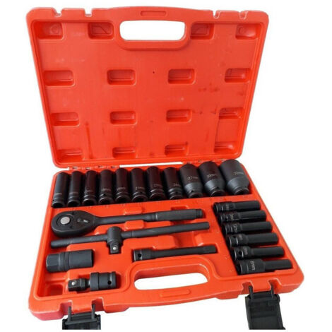 Trade Shop - Set 22 Bussole Boccole 1/2" Esagonali Da 8 A 32 Con Cricchetto Reversibile -
