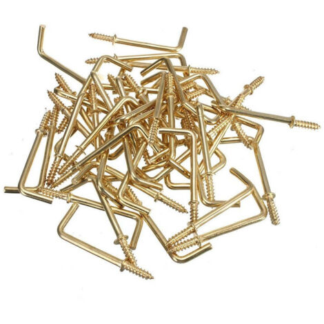Trade Shop - Set 22 Pezzi Ganci Gancio A Vite Con Filettatura Dorati 1/2" Minuteria Accessori -