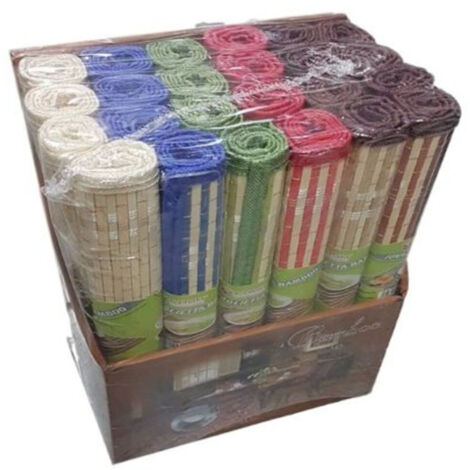 Trade Shop - Set 24 Pezzi Tovaglie Tovagliette Colazione In Legno Bambù Americane Colorate -