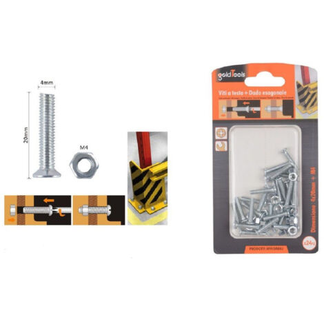 Trade Shop - SET 24 PEZZI VITI VITES ZUR KROZE PIATTA 4X20MM MIT EXAGON DADE M4 90935 -