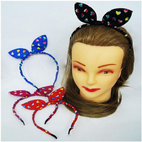 Trade Shop - Set 2pcs Diadema De Cabeza Retro Corazones Orejas Grapa Accesorios De Tela Peinado -