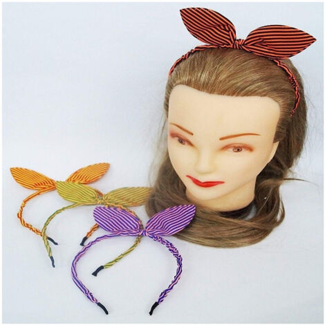 Trade Shop - Set 2pcs Headbands Retro 'líneas Orejas Detenido Pelo De Plástico Y Banda De Tela -