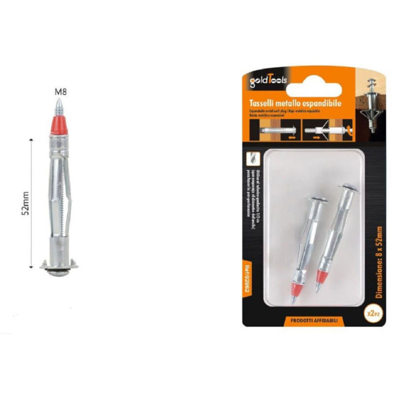 Trade Shop - satz 2 stück metallspreizdübel mit spitze 8X52 mm 92862 -