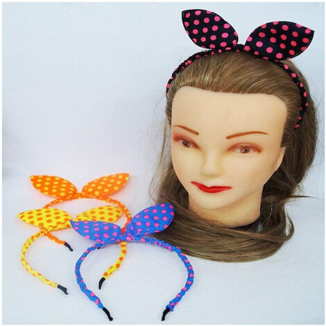 TRADE SHOP - Set 2pz Cerchietti Retro' Pois Orecchie Fermacapelli Plastica Tessuto Accessori -