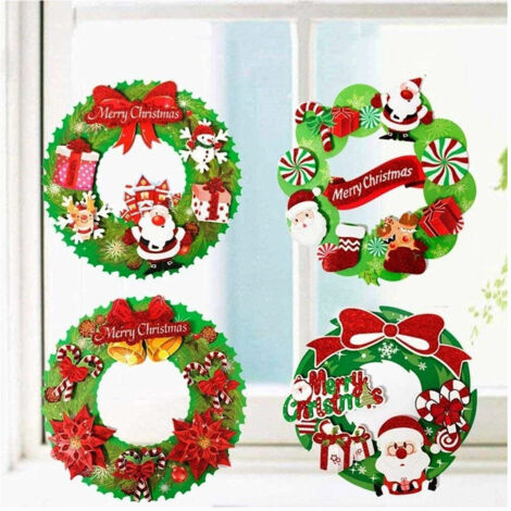 TRADE SHOP - Set 2pz Fuoriporta Ghirlanda Carta 3d 36cm Appendere Porta Ingresso Decorazioni Natale -