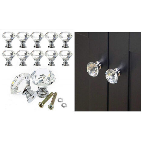 Trade Shop - SET 2PZ POMELLO CRISTALLAL ARGENTO 25X30MM MANIGLIA PLASTIC FÜR MOBILITÄT -