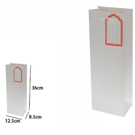 TRADE SHOP - Set 3 Buste Borsa Regalo Sacchetto Targhetta Bottiglie 36x12.5x8.5cm 69892 Bianca -
