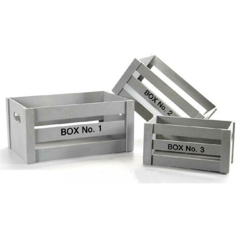 TRADE SHOP - Set 3 Cassette Box Scatole In Legno Decorate 16/14/10cm Colori Assortiti 763700 -