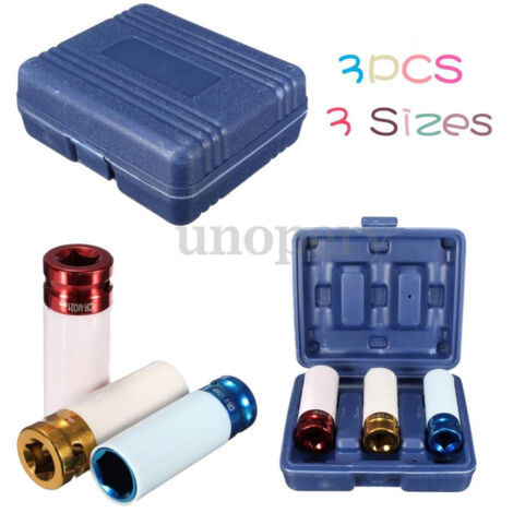 TRADE SHOP - Set 3 Chiavi A Bussola Per Dadi Cerchio Ruote Attacco 1/2" Rivestite 17 19 21 Mm -