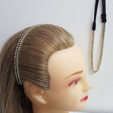 Trade Shop - SET 3 FASCE FASCIA 3 FILI NERO ORO ARGENTO ELASTISCHE FERMA CAPELLI CERCHIETTO -