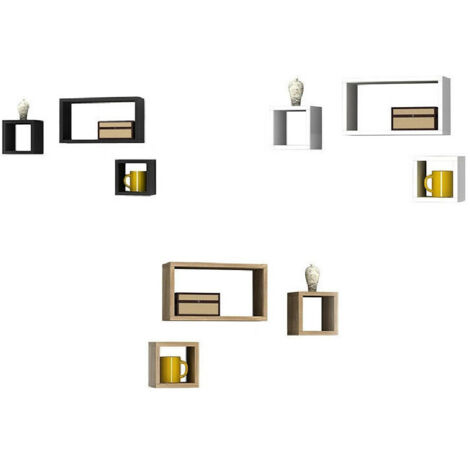 TRADE SHOP - Set 3 Mensole Cubi A Parete In Legno Mdf Scaffale Libreria Mensola Vari Colori -