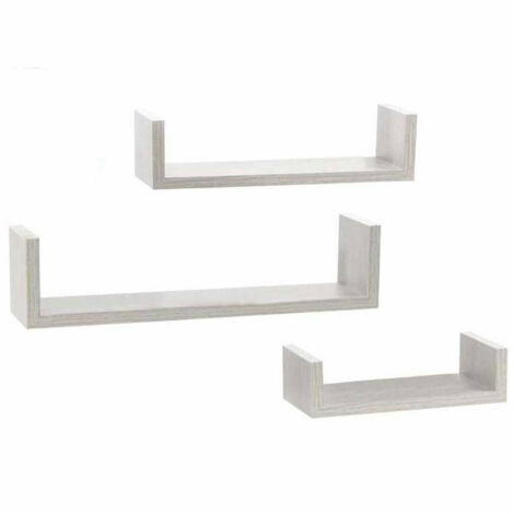 TRADE SHOP - Set 3 Mensole Da Parete Moderne Design Con Bordi Mensola Scaffale Legno Bianco -