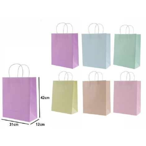 TRADE SHOP - Set 3 Pezzi Buste Borsa Da Regalo Sacchetti Carta Vari Colori 42x31x12cm 68492 -