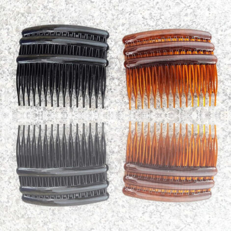 TRADE SHOP - Set 3 Pezzi Fermaglio Pettine Fermacoda 8x4 Cm Ferma Coda Ferma Capelli Comb -