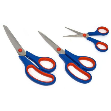 TRADE SHOP - Set 3 Pezzi Forbici Da Cucina Multiuso In Acciaio Con Manico In Gomma Ergonomico -