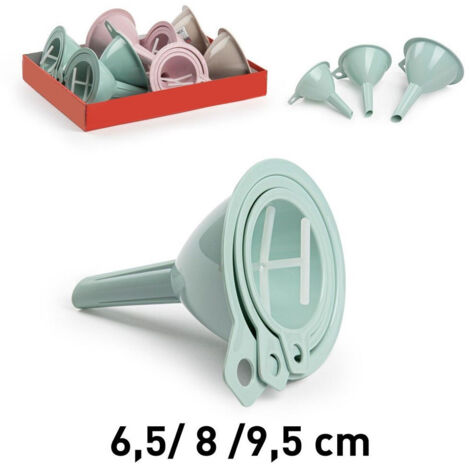 Trade Shop - Set 3 Pezzi Imbuti Imbuto In Plastica Colorata Cucina Accessori 3 Misure 115411a -