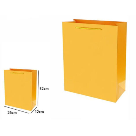 TRADE SHOP - Set 3 Pz Buste Borsa Regalo Sacchetti 32x26x12cm 69916 Giallo Con Manico Cordino -