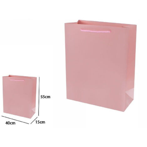 Trade Shop - SET 3 PZ. BUSTE BORSA REGALO SACCHETTI 55X40X15 CM 69922 ROSA MIT MANICO CORDINO -