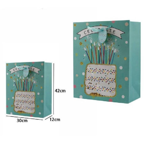 TRADE SHOP - Set 3 Pz. Buste Busta Da Regalo 30x42x12cm 65911 Varie Fantasie Compleanno Festa -