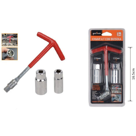 Trade Shop - Set 3 Pz Chiave A T Con Snodo Con Doppia Bussola Svita Candele 16 – 21 Mm 91636 -