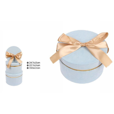 Trade Shop - SET 3 PZ SCATOLA BOX REGAL MASSNAHMEN MATRIOSKA ROTONDE AZZURRO 71943 -