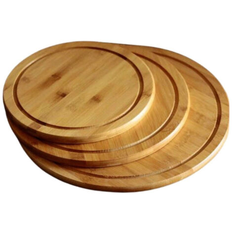 Trade Shop - Set 3 Pz Tagliere Taglieri Bamboo Spessi Tagliare Carne Verdure Pane 24-28-36 Cm -