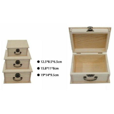 TRADE SHOP - Set 3 Scatole In Legno Decoupage Tris Matrioska Scatola Cofanetto Ly-3006 -