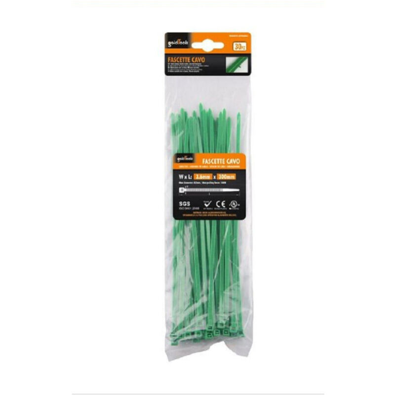 Trade Shop Traesio - Trade Shop - set 30 stück grüne kabelbinder kunststoff-nylon 3,6X300 mm 92397 -