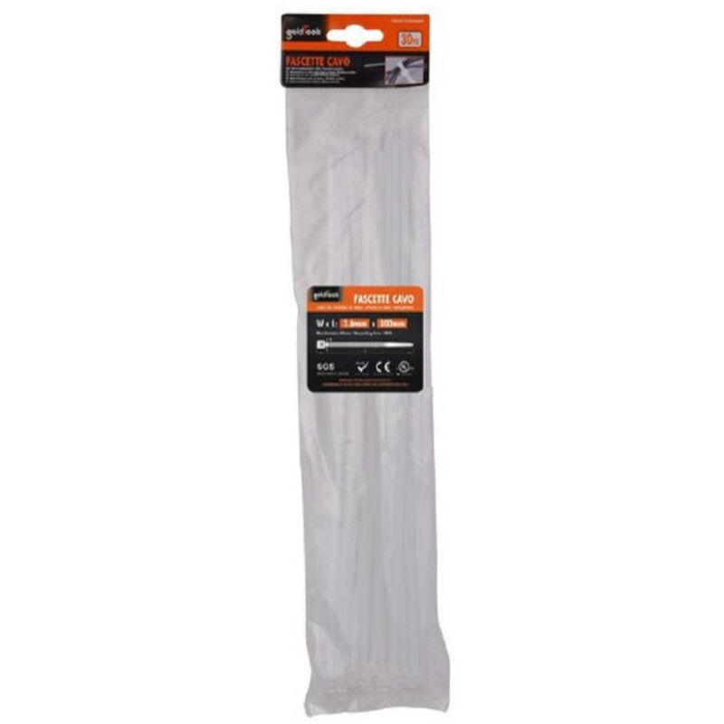 Trade Shop Traesio - Trade Shop - set 30 stück kabelbinder weiss kunststoff nylon 3.6X300MM 92368 -