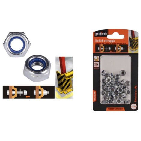 TRADE SHOP - Set 34 Pz Dado Esagonale Dadi Di Serraggio M6 6mm Antiscivolo Bulloni Viti 93340 -