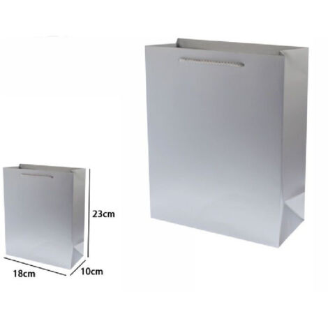 Trade Shop - SET 3ER-SET GESCHENKTÜTEN 23X18X10 CM 69911 GRAU MIT KORDELGRIFF -