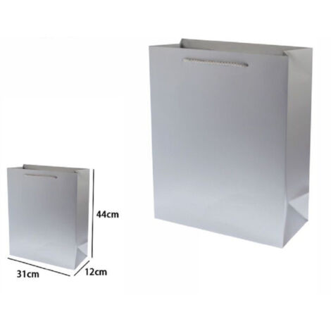 Trade Shop - SET 3ER-SET GESCHENKTÜTEN 44X31X12 CM 69913 GRAU MIT KORDELGRIFF -