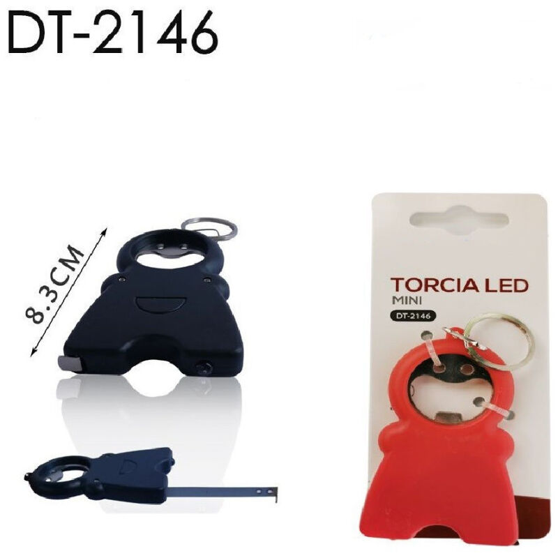 Trade Shop Traesio - Trade Shop - set 3PCS mini led schlüsselanhänger taschenlampe flaschenöffner meter DT-2146 -