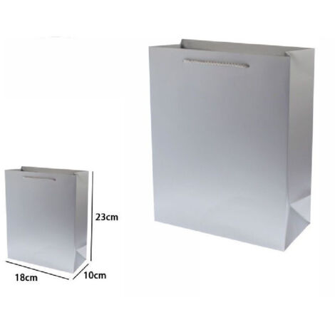 TRADE SHOP - Set 3pz Buste Borsa Regalo Sacchetti 23x18x10 Cm 69911 Grigio Con Manico Cordino -