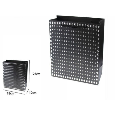 TRADE SHOP - Set 3pz Buste Regalo Shopper Nera Borchie Maniglie A Cordoncino 23x18x10cm 69950 -