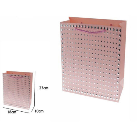TRADE SHOP - Set 3pz Buste Regalo Shopper Rosa Borchie Maniglie A Cordoncino 23x18x10cm 69946 -