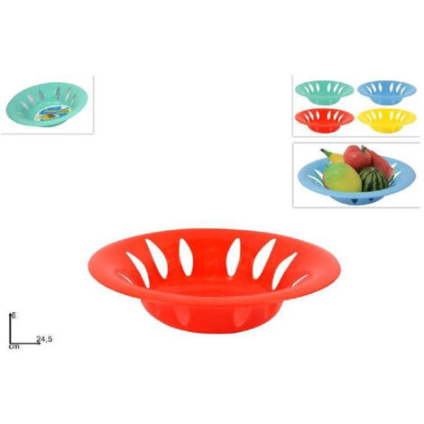 TRADE SHOP - Set 3pz Cestino Cesto Tondo Colorato Centrotavola Porta Frutta Cucina 24,5 X 6cm -