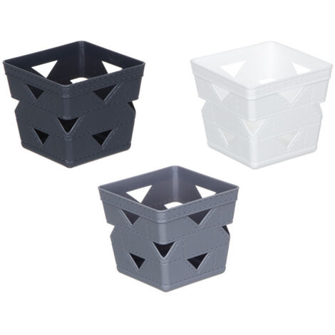 TRADE SHOP - Set 3pz Cesto Cestino Porta Tutto Oggetti Organizzatore Quadrato 10x10x9cm 10712 -