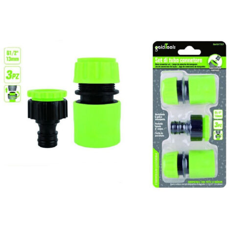 TRADE SHOP - Set 3pz Raccordo Giunzione Connettore Rapido Adattatore 1/2" Tubo Giardino 97767 -